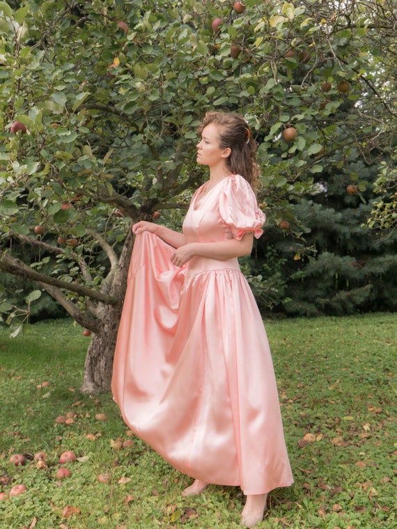 1980s Satin Prom Dress