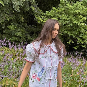 Reworked Flowers Embroidery Shirt