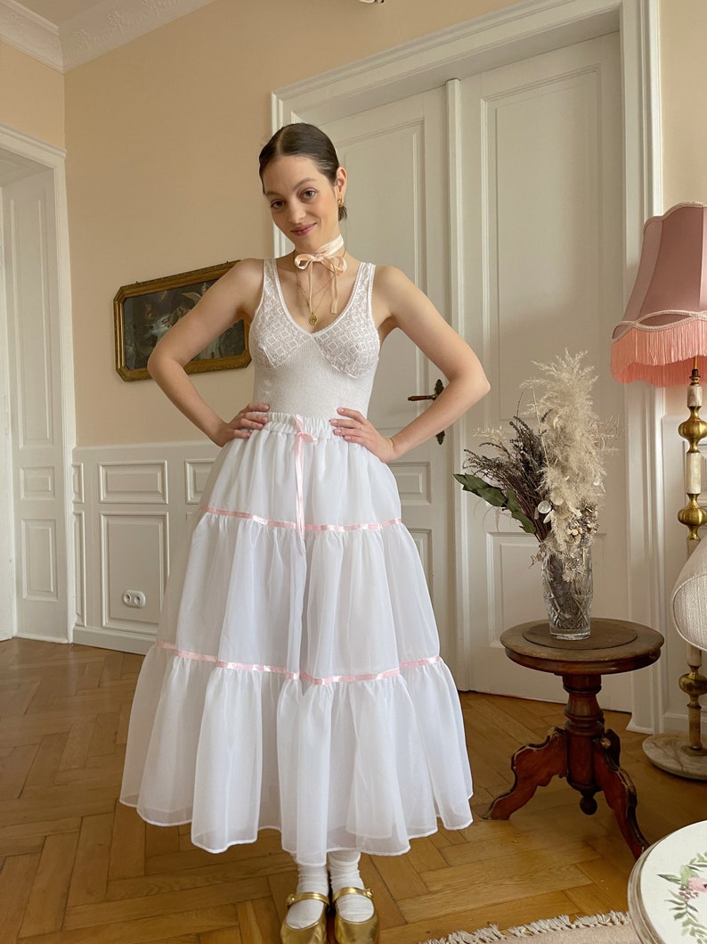 Upcycled Vintage organza satin ribbon skirt coquette ballerina tutu image 2