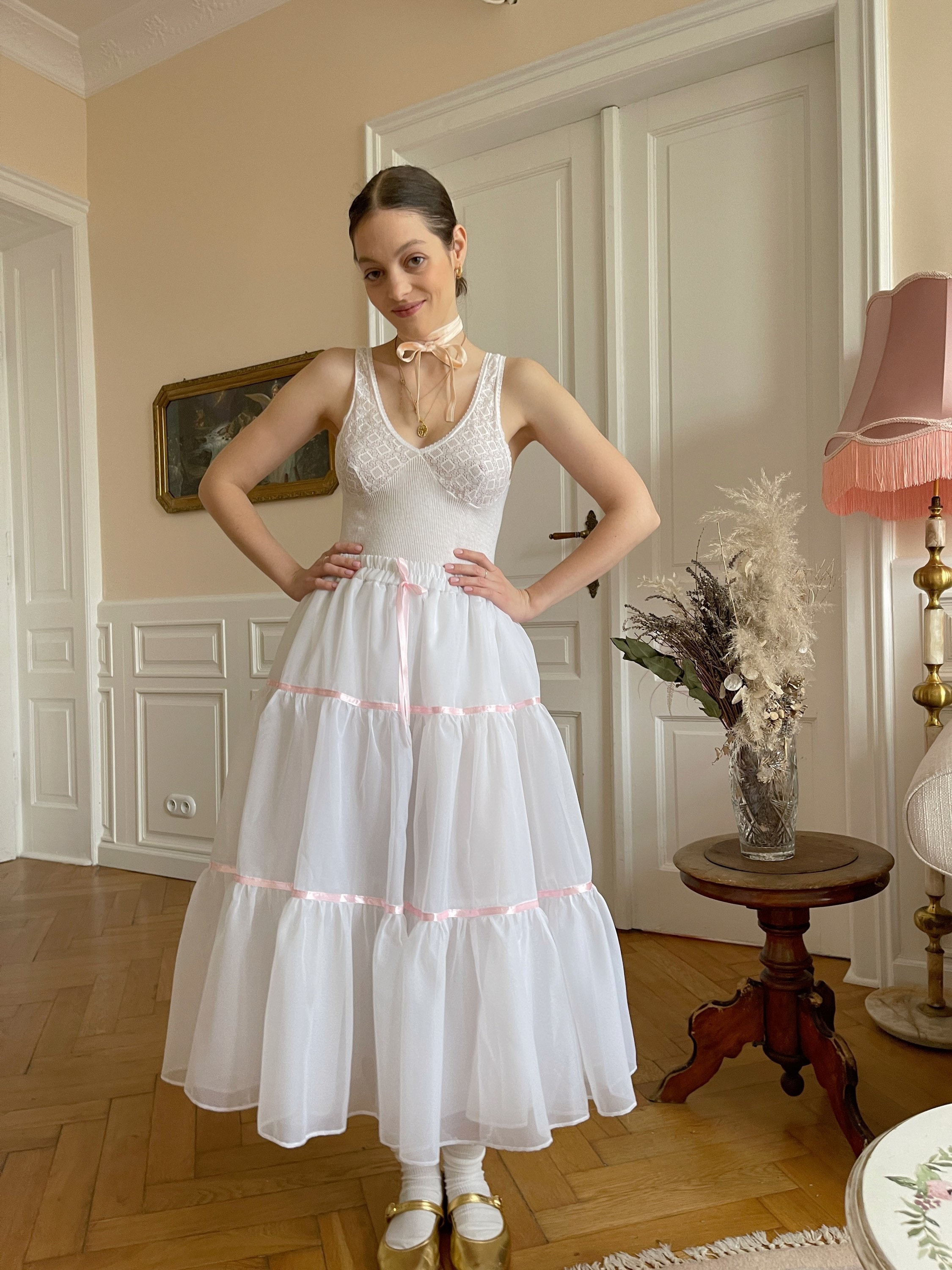 スカート Ballerina drawstring ribbon skirt (pink) Amazon.com: DanceDaily Pink Ballet Skirts for Women Sheer