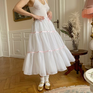 Upcycled Vintage organza satin ribbon skirt coquette ballerina tutu image 5
