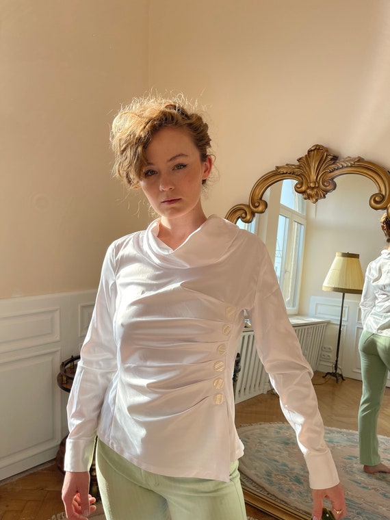 Satin Blouse Vintage Top 90s Simple 