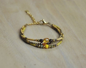 Mustard 3-row bracelet