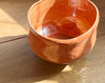 Brand New Vintage Japanese Red Fine Crackle Glaze Tea Bowl
