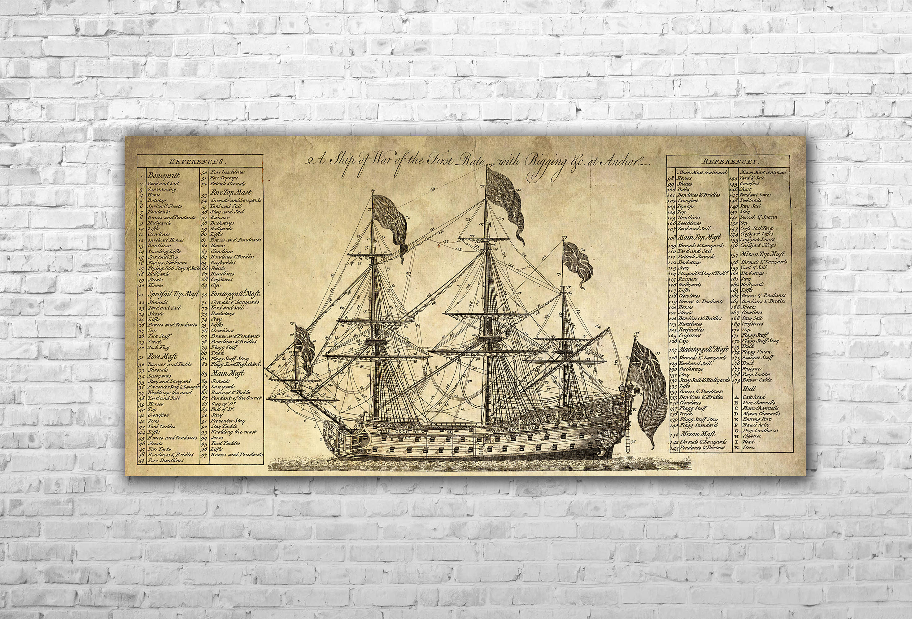 Pirate Ship Blueprint Archival Paper Print and Canvas Print Etsy