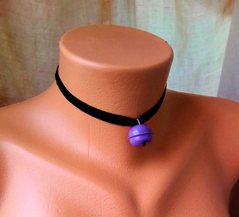 Build Your Own Choker Glitter Black Velvet and Purple Bell BDSM Collar DDLG Kitten Play Day Collar KItten Play Collar