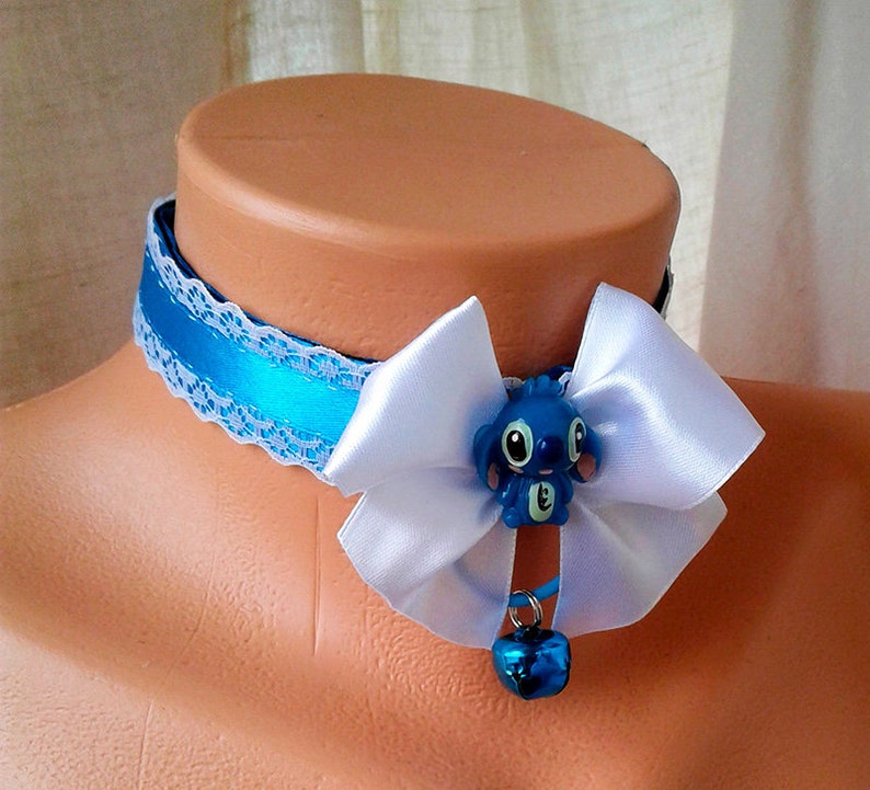 Blue Kitten Play Collar White Lace Bdsm Submissive Collar Etsy