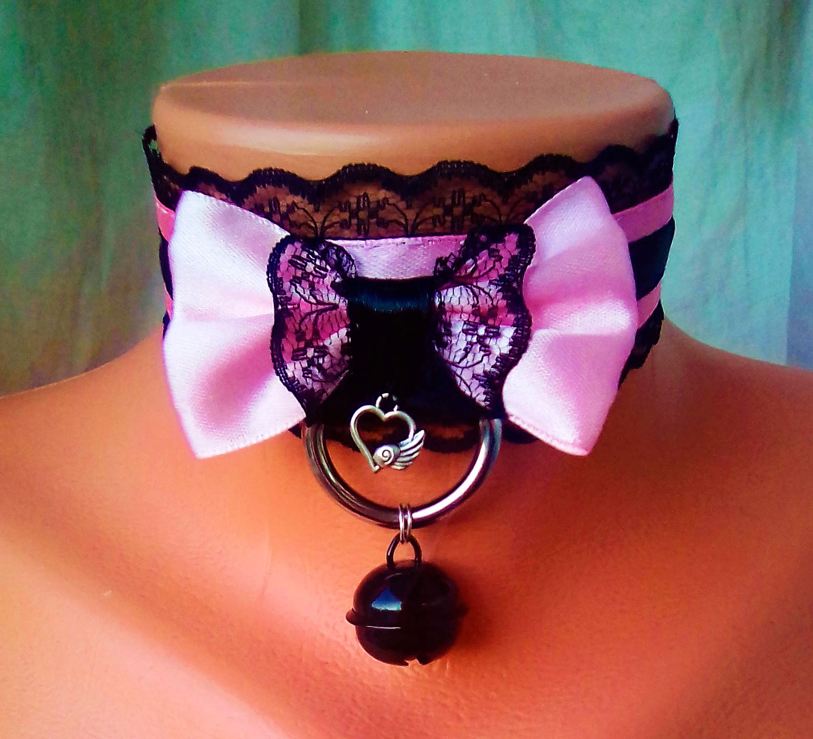 CUSTOM SIZE Kitten Play Collar Pink And Black Cute Pet play Etsy