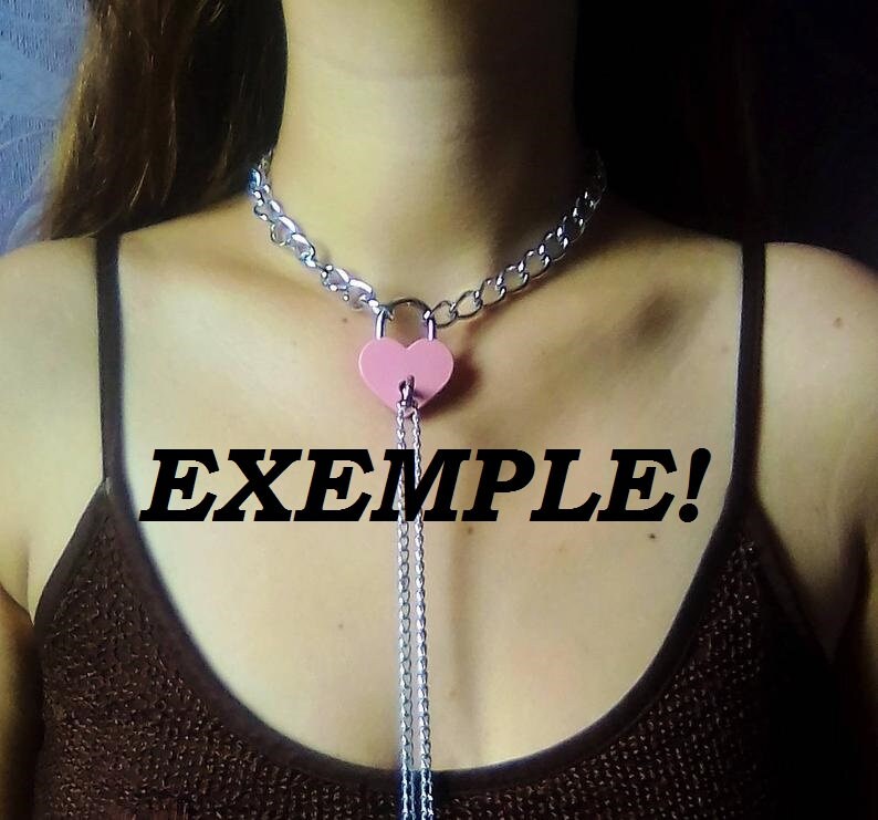 BDSM Engraved heart Choker Padlock for Bdsm Collar Kitten Etsy