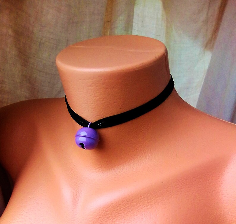 Build Your Own Choker Glitter Black Velvet and Purple Bell BDSM Collar DDLG Kitten Play Day Collar KItten Play Collar