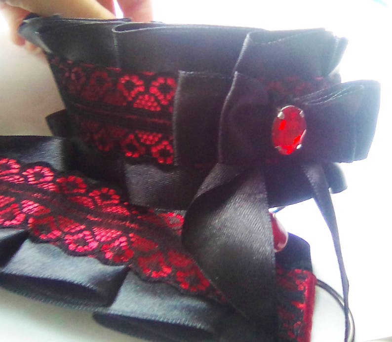 Wine And Black Choker Necklace Kitten Play Collar Black Jewelry Set Gothic fashion Pagan Gothic Jewelry