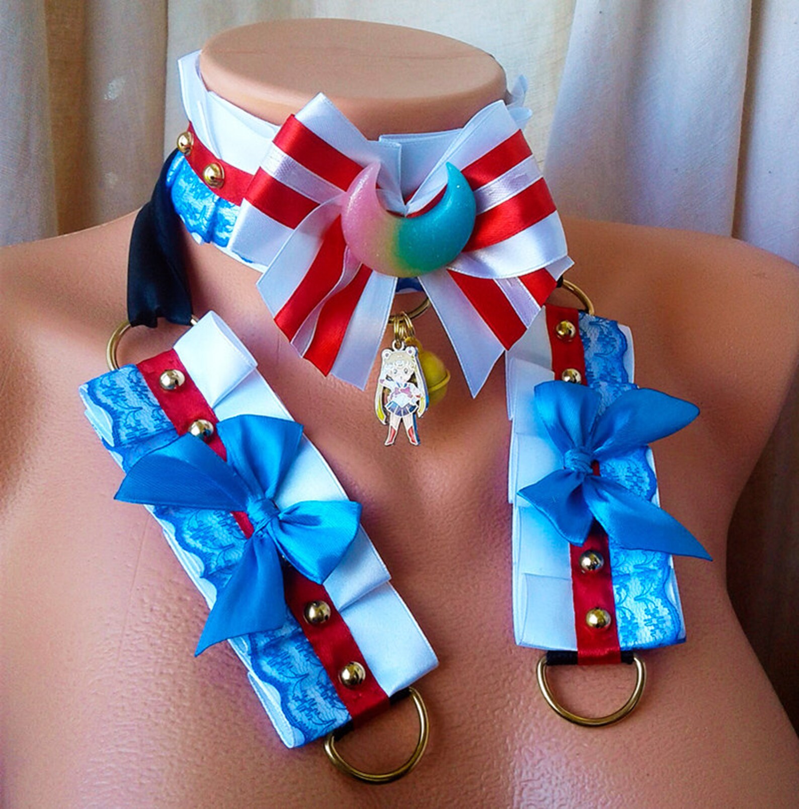 Sailor Anime Cosplay Kitten Play Collar Collar Cuffs Set Etsy