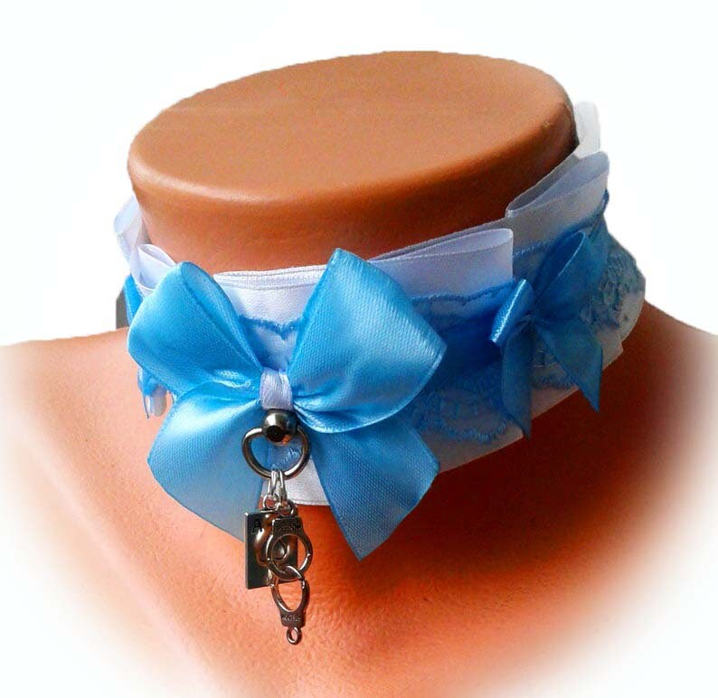 Alica in wonderland Cosplay Jewelry Bound Alice Kitten Play Collar Ace of spades Choker White and Blue Pleated Lace Kitten Play Collar