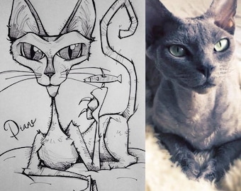 Made-to-order custom pet/dog/cat caricatures