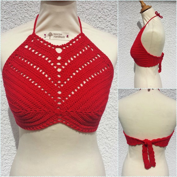 red crop bralette