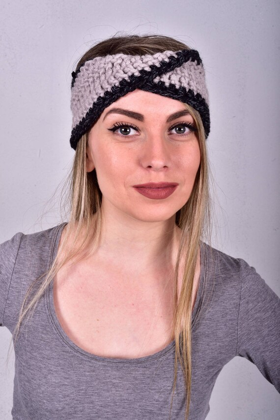 Winter Headband Warm Headband Crocheted Head Piece Top Knot Etsy