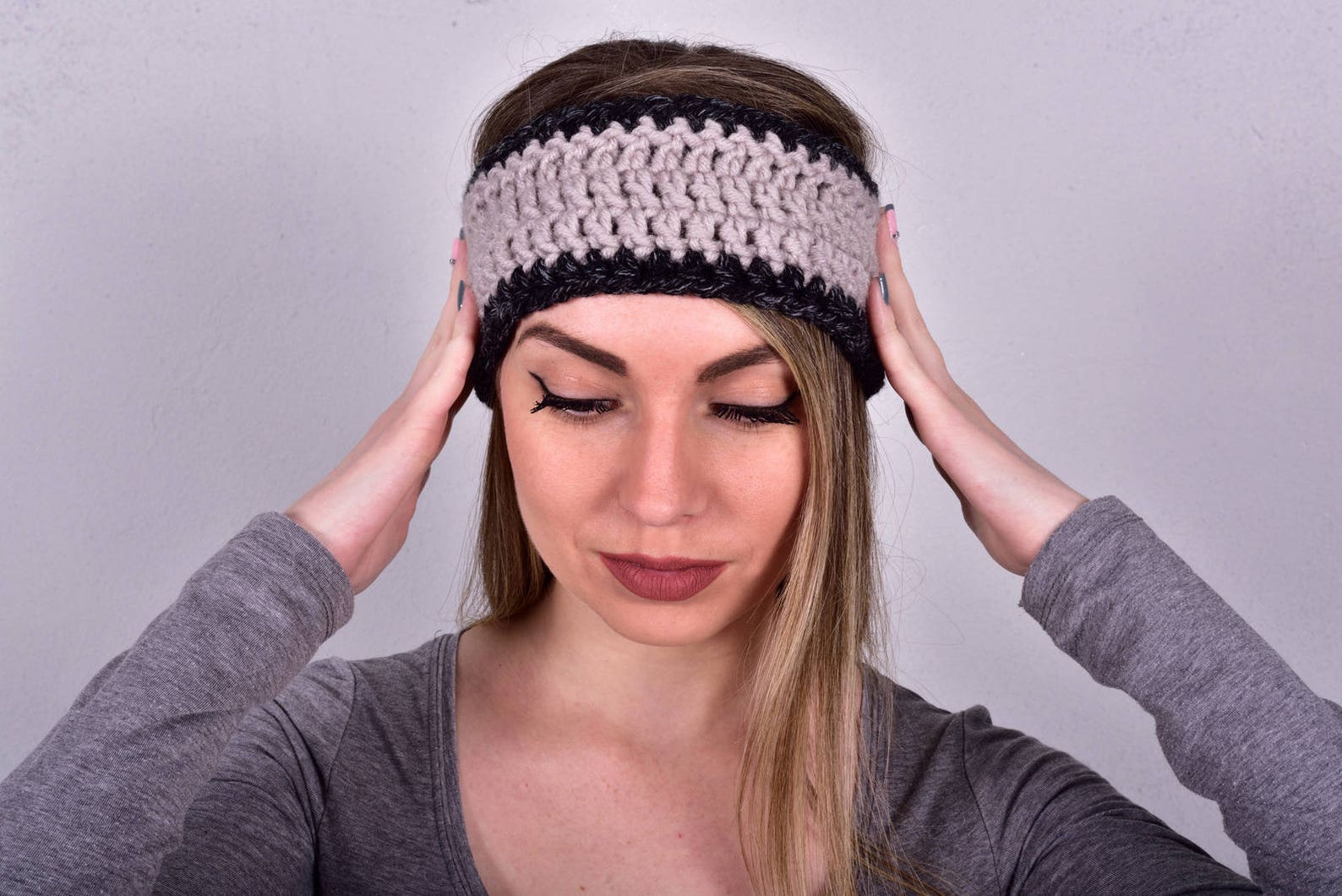 Winter Headband Warm Headband Crocheted Head Piece Top Knot Etsy
