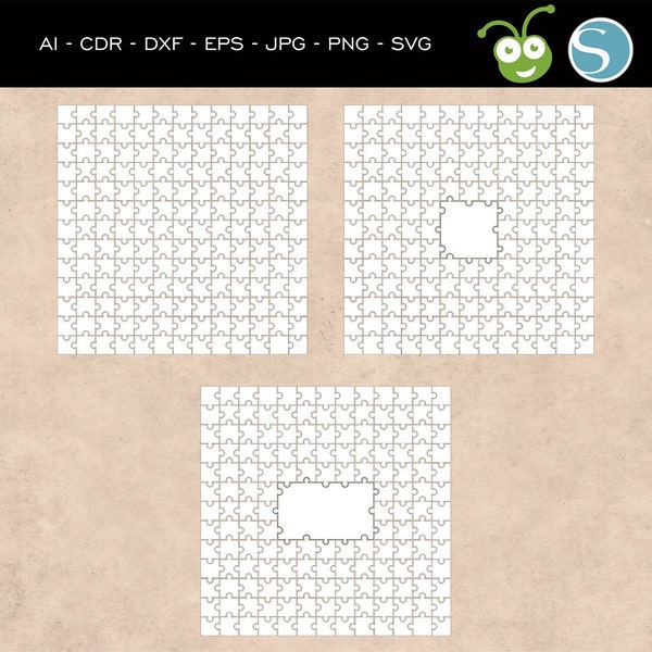 12x12 Jigsaw Puzzle Template, 3 in 1 DXF, EPS, SVG Zip File