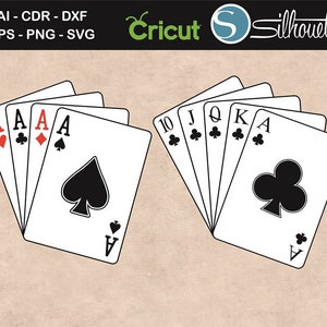 Jeu de cartes Svg, cœur, pique, Clubs, diamants, Ace, cartes svg, cartes de Poker, Royal Flush, jeux cartes, jeux de hasard, Casino svg, Paris