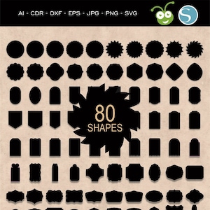 80 tags Svg, Labels Svg, Tag silhouet Label gesneden bestanden, labelshapes, Frames Svg, Gift Tag svg, Tag svg, Label svg, Vintage Frames