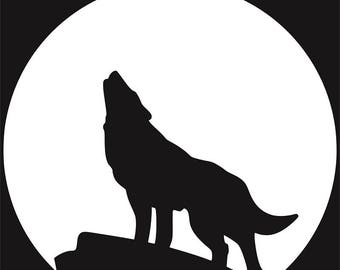 Wolf Howling At Moon Etsy