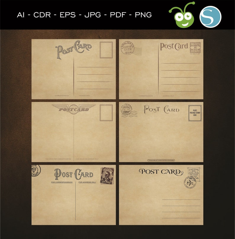 Vintage Postcards 5x7 Inch Vector Postcards Postcards Etsy