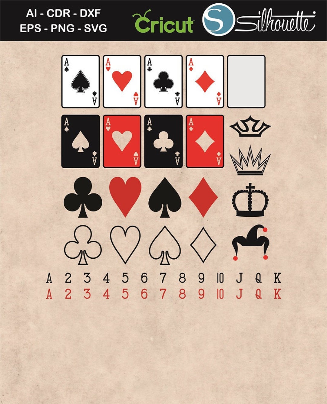 Royal Flush Playing Cards Svg Bundle Carte di alta qualità - Etsy Italia