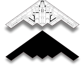 Clipart di bombardiere B2, AI, SVG, DXF, Eps, Png, Cdr, Silhouette, Clip art, Vector, Download digitale, Stencil bombardiere B2