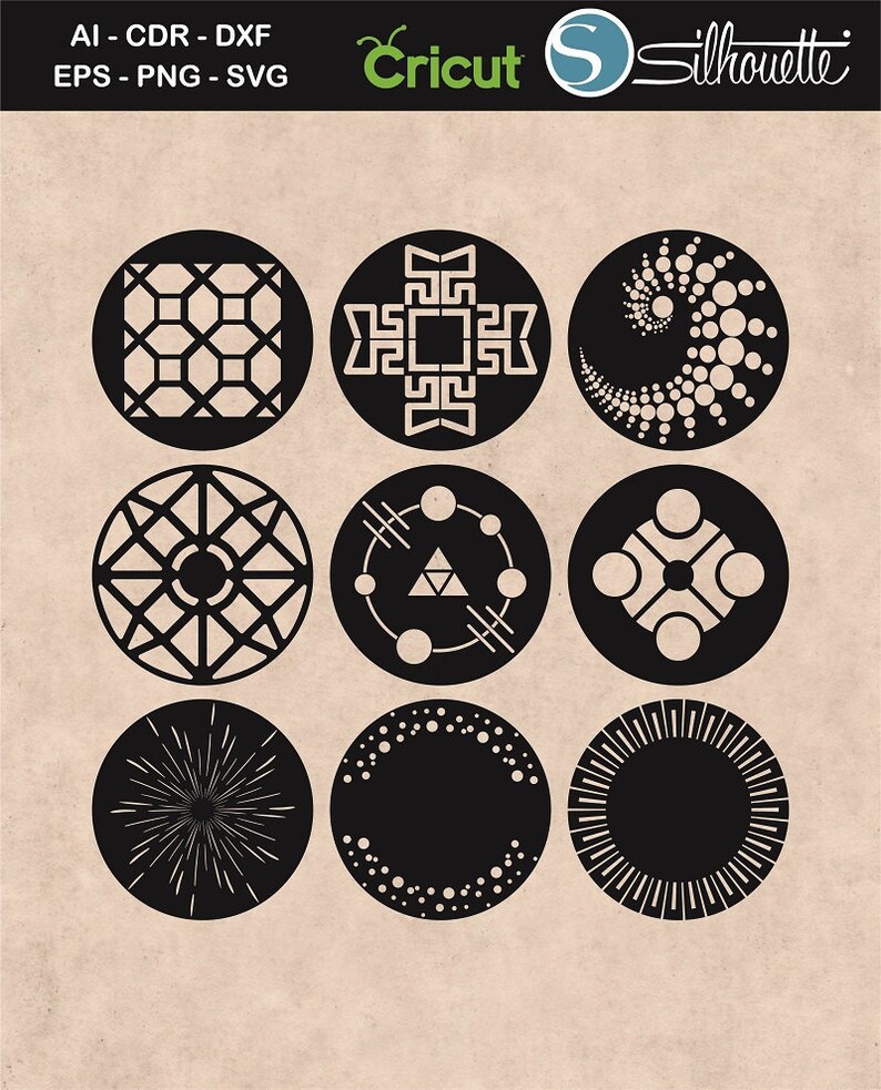 Coasters Stencil Svg Wheel Vector Patterns Vector Panels Etsy