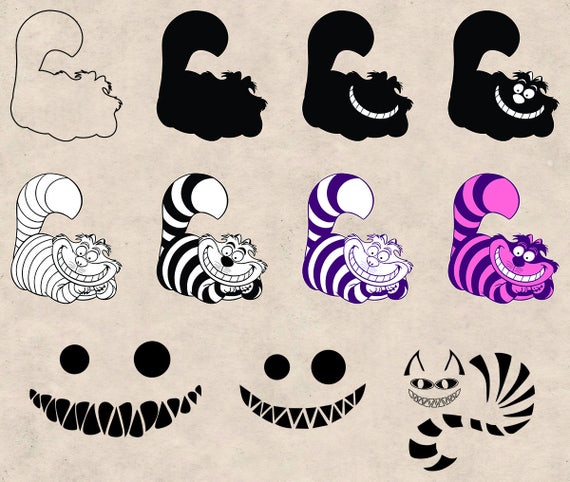 Download Cheshire Cat Clipart Pack Svg Png Eps Dxf Vector Format Etsy