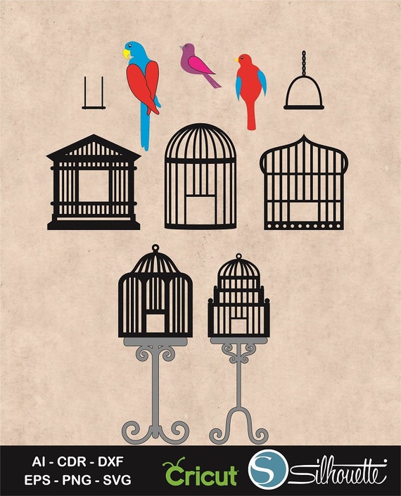 Download Bird Cage Svg Birds Svg Flying Birds Bird Cage Set Bird Etsy