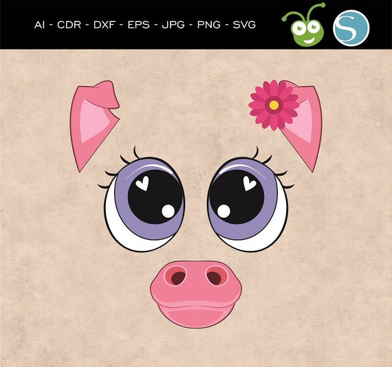 Download Cute Pig face svg Pig Clipart Pig Silhouette Pig vector | Etsy