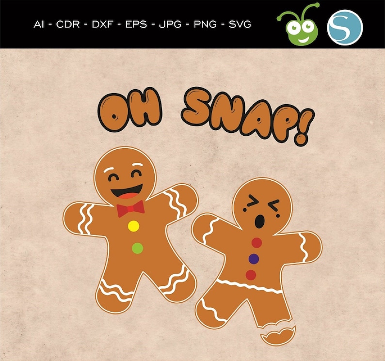 Download Gingerbread Man svg Oh Snap Christmas theme Xmas AI Cdr | Etsy