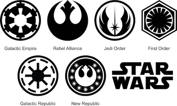 Star Wars Symbols Silhouette And Stencil Outline Logo Digital Etsy