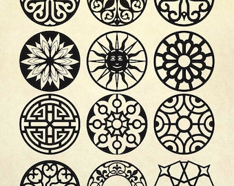 Posavasos stencil SVG, patrones vectoriales Mandala, paneles vectoriales, decorativos círculo adornos, círculos ornamentales, patrón geométrico, decoración de la pared