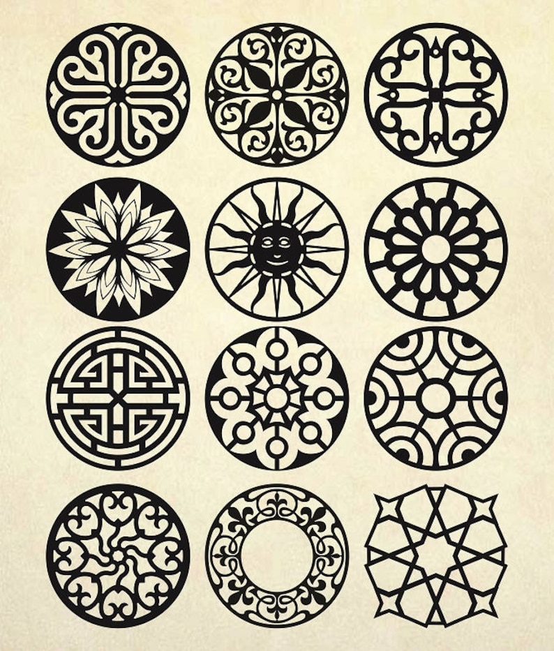 Download Coasters Stencil svg Mandala Vector patterns Vector Panels ...