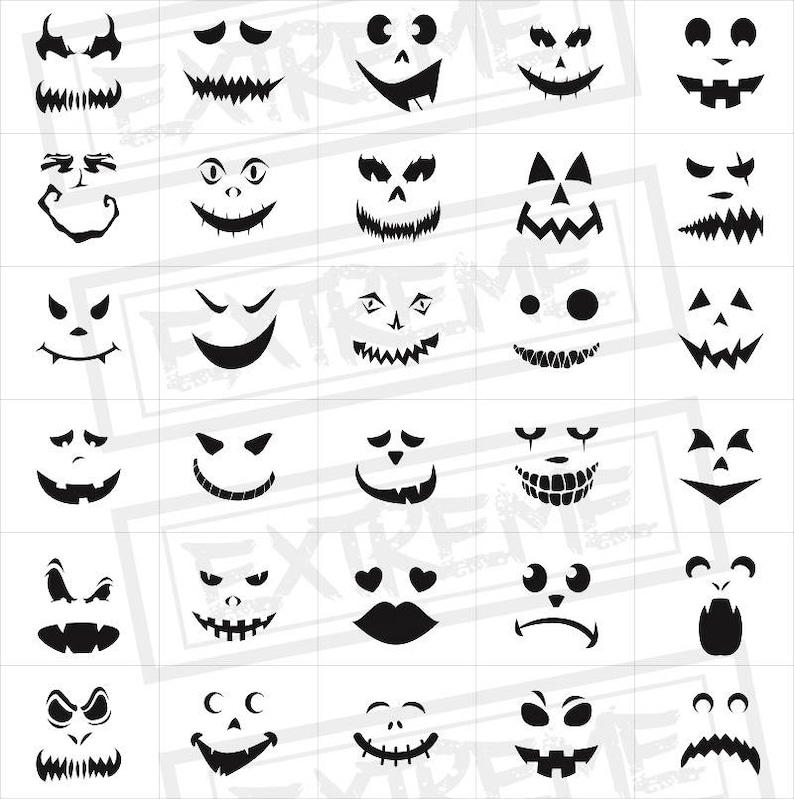 30 Halloween Kürbis Gesicht Schablonen Kürbis schnitzen - Etsy.de