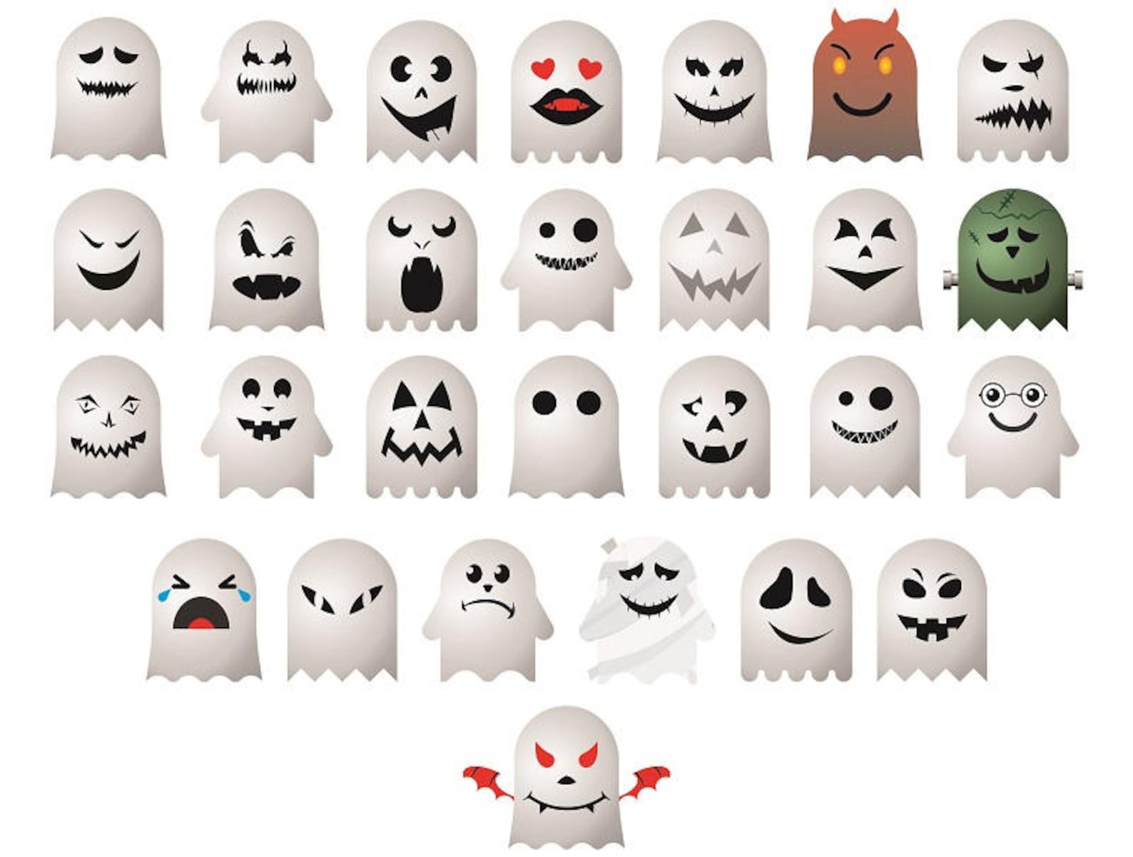 28 Halloween Ghost Emoji Ghost Face Monster Faces Clipart image 0.