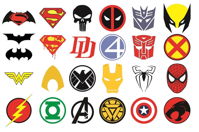 Superhero Logos Vector Superhero Svg Superhero Clipart Etsy