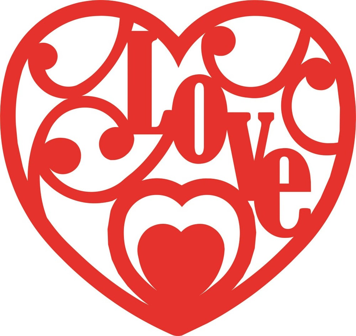 Serce Love szablon wycinania szablonu DXF EPS SVG Digital - Etsy Polska