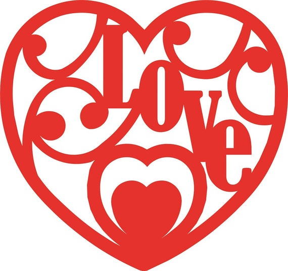 Download Heart Love Stencil Cutout Template DXF EPS SVG Digital | Etsy