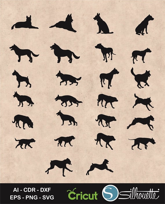 Download Dog Silhouette Svg Dog Decals Template Dog Svg Dogs Vector Etsy