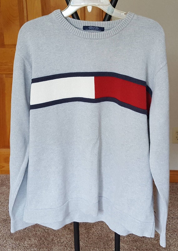 Vintage 90s Tommy Hilfiger Big Logo Cotton Sweater - Etsy