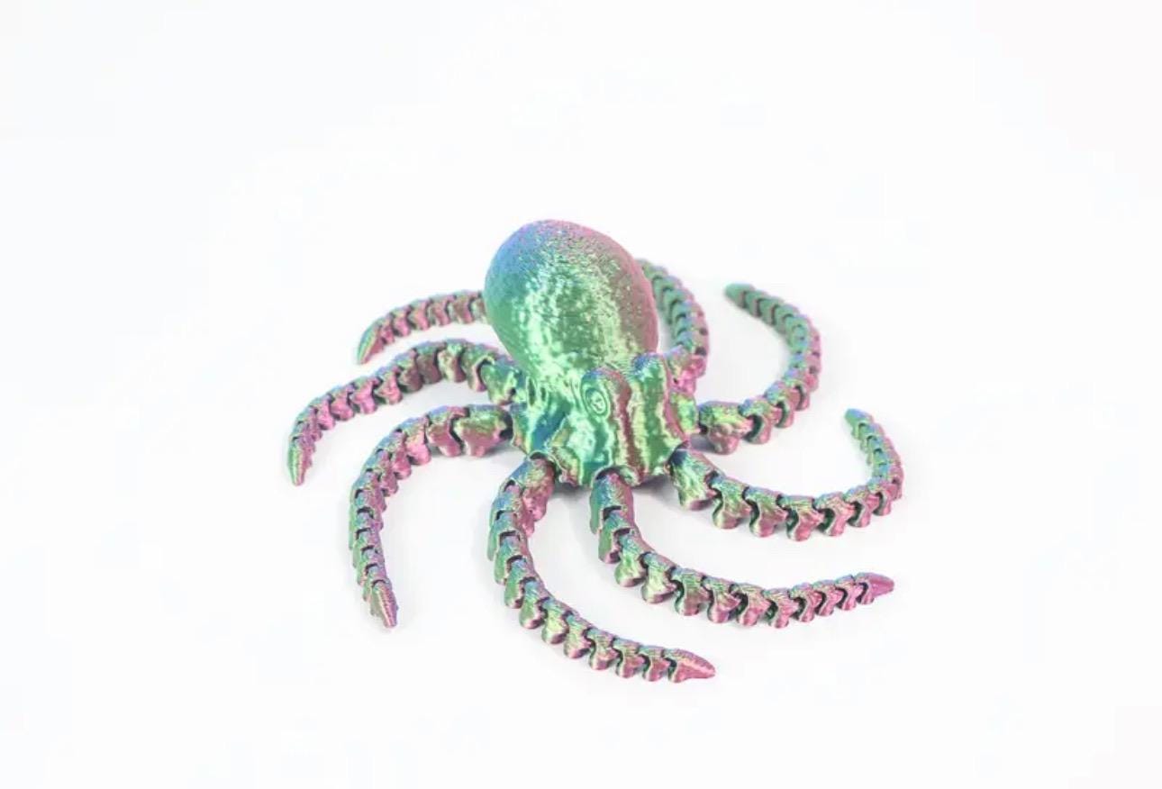 3D Printed Articulating Octopus , Colors May Vary.  Playful Delight| Colorful