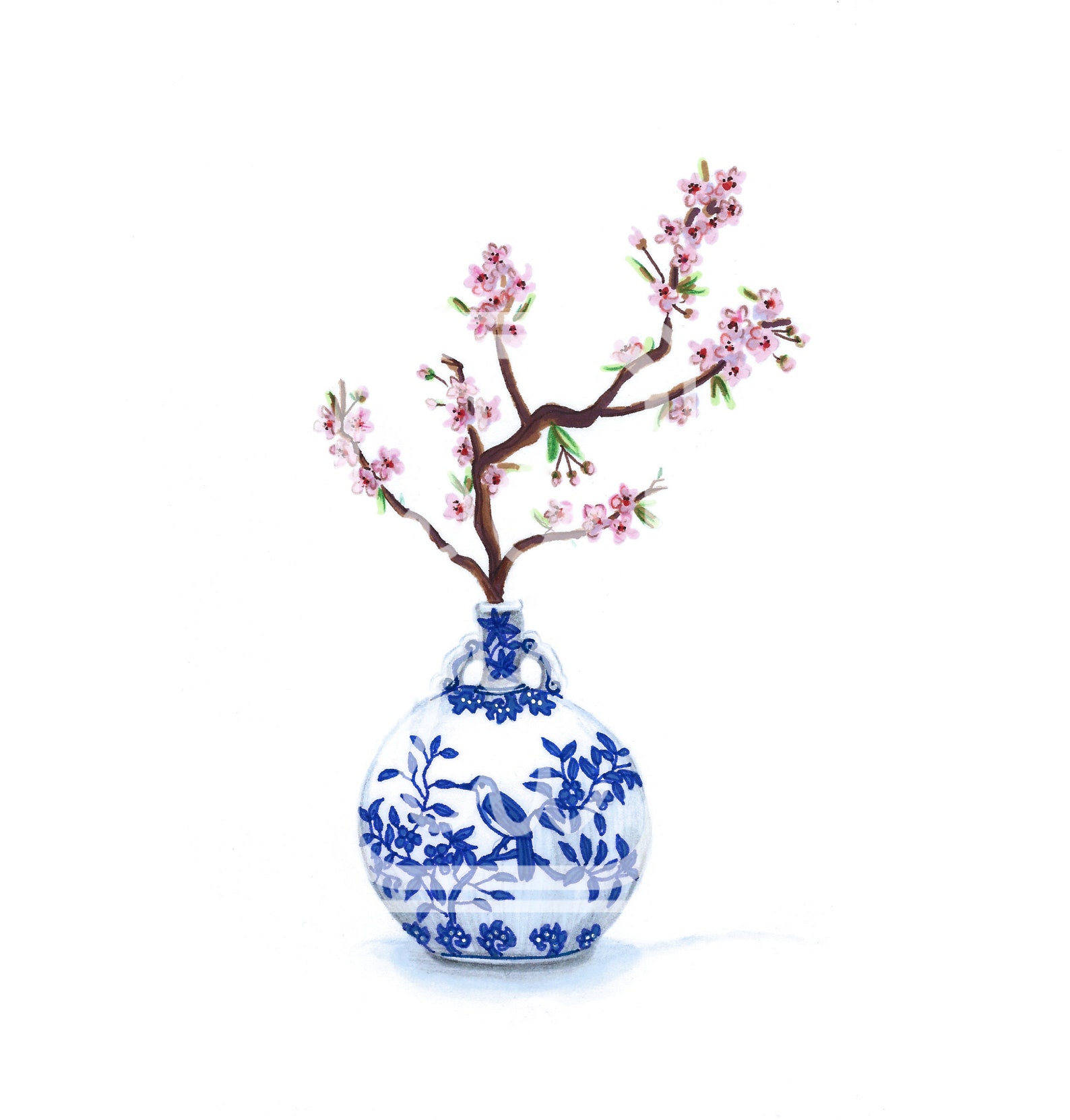 Ikebana Art print drawing illustration... Etsy