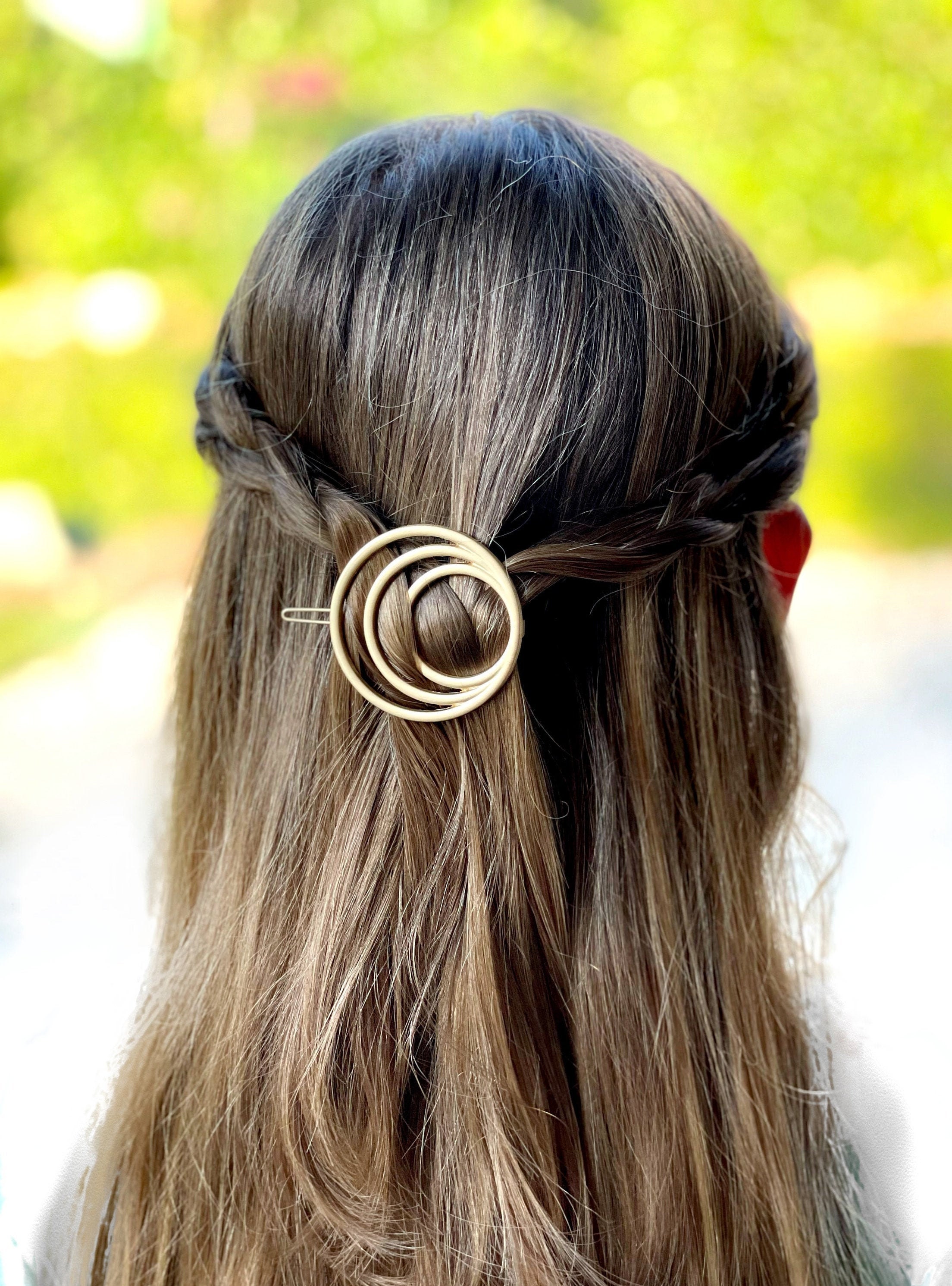 Geometric Hair Clip Circle Hair Clip Gold Barrette Silver Etsy