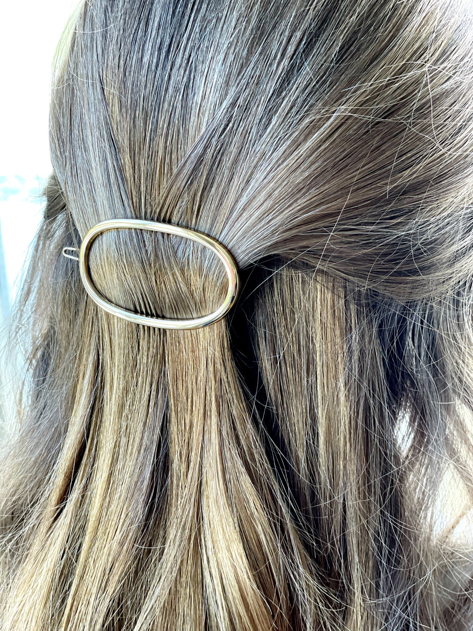 Geometric Hair Clip Oval Hair Clip Gold Barrette Silver Etsy