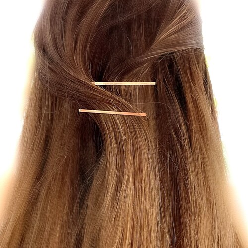 TWO Minimalist Hair Pin Simple Bobby Pins Bar Bobby Pins Etsy
