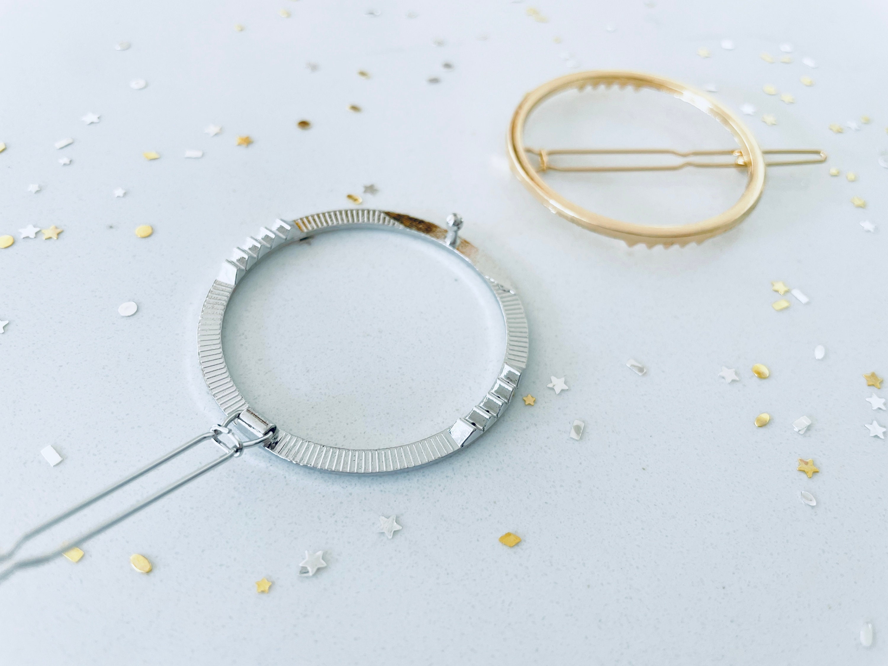 Geometric Hair Clip Round Hair Clip Gold Barrette Silver Etsy