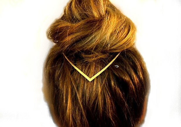 XL Minimalist Hair Clip, V Shaped Hair Clip, V Shaped Barrette, Gold …